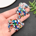 Colorful mosaic acrylic elephant pendants shown in hand for DIY jewelry making - Elephant Style (23976) / 43x28x2mm