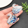 Colorful mosaic acrylic swan pendants for DIY jewelry making in a 2pcs set - Swan Style (23977) / 35x41x2mm