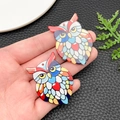 Colorful mosaic owl charms in acrylic for DIY jewelry making and vivid accessories - Cat Style (23978) / 43x32x2mm
