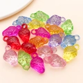 Macro view of translucent strawberry acrylic charms in mixed candy colors for DIY jewelry - 21x13mm