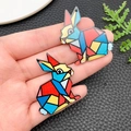 Colorful mosaic pattern acrylic rabbit charms for DIY jewelry making accessories - Rabbit Style (23980) / 38x33x2mm
