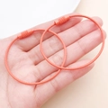 Detail of orange coated steel wire keychains with non-slip screw lock mechanism - Orange