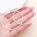 Detail of white coated stainless steel wire keychains with screw lock mechanism - White