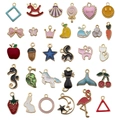 Assorted colorful enamel crown and star alloy pendants for DIY jewelry crafting - Strawberry Alloy Enamel Style (HK403)