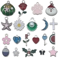 Various enamel alloy charms with fruit and floral patterns for DIY jewelry making - SN1104-Silver Enamel 20 Styles Set