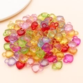 Colorful heart-shaped acrylic pendants with faceted surfaces for DIY jewelry making - 15x11.5mm