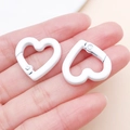 White heart-shaped spring carabiner clasp for DIY jewelry and bag keychain accessories - White