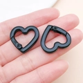 Pair of 21x22mm heart shaped carabiner clips in matte black finish for DIY accessories - Black
