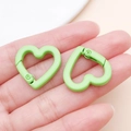 Light green heart-shaped metal carabiner clasp for DIY bag charms and keyrings - Green