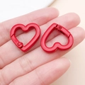 Bright red heart-shaped metal spring hooks for DIY keychains and bag accessories - Red