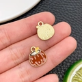 Pendentif en forme de noix de coco en alliage marron et doré pour bijoux DIY - Style Noix de Coco (24402) / 14x12x1mm