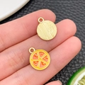 Pendentifs en forme d'orange en alliage doré avec émail orange et jaune vif - Style Orange (24405) / 15x12x1mm