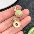 Pendentifs orange en émail pour la création de bijoux DIY avec revers doré brillant - Style Longane (24406) / 18x13x1mm