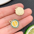 Pendentif durian en alliage pour bijoux DIY avec émail vert et jaune finement détaillé - Style Durian (24408) / 16x14x1mm