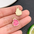 Pendentif en émail fruit du dragon rose avec finition dorée pour bijoux DIY et bracelets - Style Fruit du Dragon (24409) / 16x11x1mm