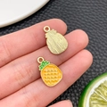 Pendentif ananas en alliage avec émail jaune pour la création de bijoux DIY - Style Ananas (24421) / 17x11x1mm