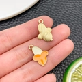 Pendentif banane en alliage pour bijoux DIY avec émail orange et dos doré poli - Style Plantain (24422) / 18x12x1mm