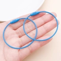 Blue coated steel wire keychain ring with knurled screw lock for DIY jewelry - Blue