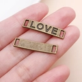 Antique bronze rectangular connector charm with hollow LOVE text for DIY jewelry - LOVE Letters (2964) / Antique Bronze