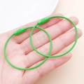Green coated stainless steel wire keychains with secure screw lock connectors - Green