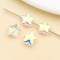 Iridescent star glass spacer beads for DIY jewelry making featuring rainbow finish - Five-Pointed Star (26716) / 1 Piece (8x8mm) / Transparent White AB Color
