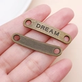 Antik-Bronze DREAM und gestreifte Rechteck-Anhänger für DIY-Schmuckherstellung - DREAM Buchstaben (5191)