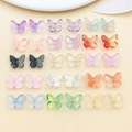 Colorful gradient glass butterfly beads for DIY jewelry making and craft projects - 15 Styles Assorted Set (BE45) / 30Pcs Pack / Multicolor Mixed