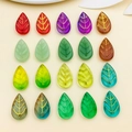 Colorful assorted glass leaf charms with gold veins for DIY jewelry and hair accessories - Mixed 10 Styles 20-Piece Set Gold Rimmed (BE44)