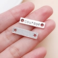 Antik-Silber Rechteck Courage Anhänger für DIY Armband und Halskette Schmuck - COURAGE Buchstaben (5658)