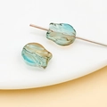 Macro detail of tulip-shaped glass beads with blue-amber gradient for DIY jewelry making - Transparent Orange-Yellow-Blue Gradient Tulip (26711)