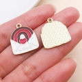 Detail of envelope shaped enamel charms with red heart and LOVE text on hand - love Heart Envelope (27210)