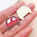 Detailed close-up of car-shaped alloy pendants with IN MINE text for DIY jewelry making - Enamel Heart Taxi (27207)