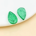 Translucent emerald green leaf-shaped resin beads with golden leaf veins for DIY jewelry making - Transparent Green (26670)
