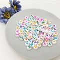 7mm weiße runde Acrylperlen mit bunten englischen Buchstaben für DIY-Schmuckherstellung - Runde Buchstabenperlen / 100 Stück/Packung (4x7mm) / bunt