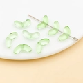 Translucent light green butterfly wing glass beads for DIY jewelry and hair accessories - Transparent Jasper Green Leaf (23872) / 1 Piece (6.5x14x3mm)