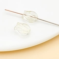 Translucent tulip shaped glass beads on a rose gold pin for DIY jewelry making - Transparent White with Gold Sprinkles Tulip (26705)