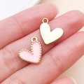 Pink heart-shaped enamel charm and gold-plated heart pendant for DIY jewelry design - Enamel Heart Shape (14985)