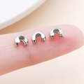 Silver C-shape crescent bead tips and knot covers for DIY jewelry making and bracelet repairs - Medium White K (25591)