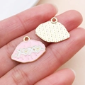 Pink enamel bear heart charm pendant in gold plating for DIY jewelry making - Enamel XOXO Lips (27194)