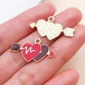 Golden heart arrow alloy charms with red drip oil enamel for DIY jewelry making - Enamel Arrow Through Heart (27189)