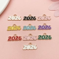 Set mit 10 bunten Emaille-Anhängern Jahr 2026 in verschiedenen Farben für DIY-Schmuck - Kleines Emaille 2026 (SN1338) / Set (8 Stile gemischt 10 Stück)