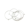 Set of five silver DIY hoop earring components with easy open closure for jewelry making - 20mm / White K/Silver