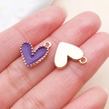 Purple enamel heart charm with gold beaded edges for DIY jewelry and bracelets - Heart Style (14981)