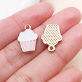 Pendentif cupcake rose avec crème pour colliers DIY et chaînes de téléphone - Style Cupcake En Émail Rose Alliage (18365)