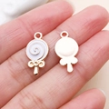 Pendentif sucette en alliage avec émail blanc et or rose pour bijoux faits main - Style de Sucette (11950)