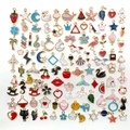 Mix of 100 colorful enamel alloy charms with animals and plants for DIY jewelry making - Enamel Alloy Earring Charm Style (HK420)