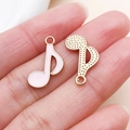 Pink and gold musical note pendants for DIY jewelry making and phone accessories - Pink Alloy Enamel Music Note Style (19448)