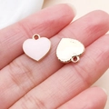 Pink enamel heart charm pendant with gold metal backing and small top hanging loop - Pink Enamel Alloy Heart Style (21194)