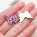 Purple and pink gradient butterfly alloy pendant with detailed metal wing texture - Printed Butterfly Style (24889)