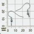 Silver 925 stamped fish hook earring wires with coil and ball for DIY jewelry making - White K Cross Large Ear Hook (18846)